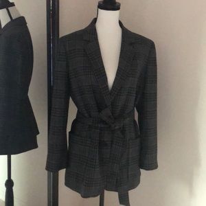 Black and Grey Plaid Blazer